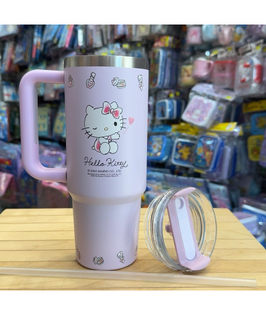 Hello kitty  不鏽鋼保冷保溫水杯連飲管