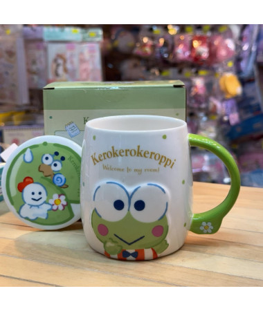 Keroppi 青蛙 陶瓷杯 連 杯蓋